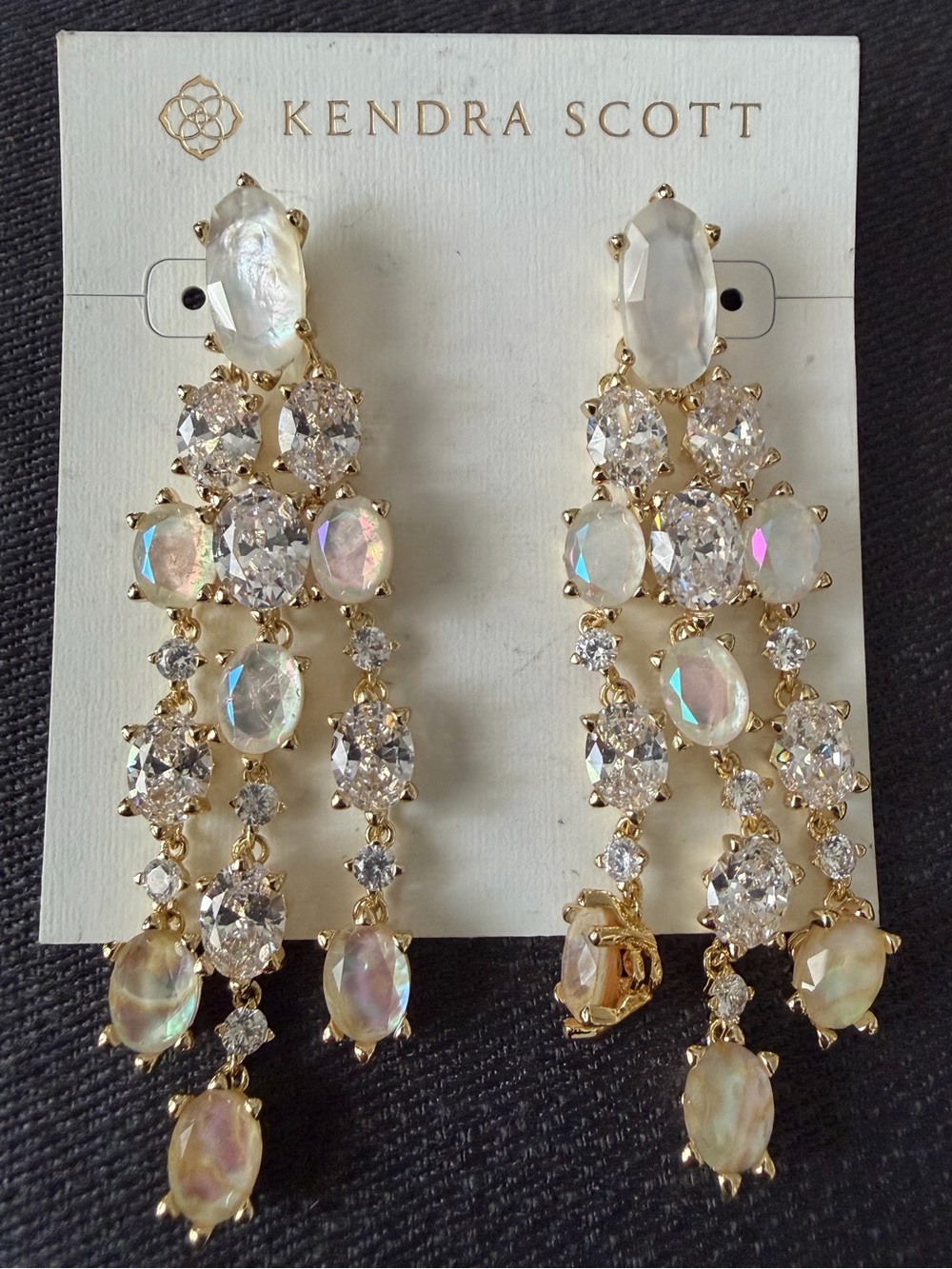 Kendra Scott Cailin Gold Statement Drop Earrings NWT